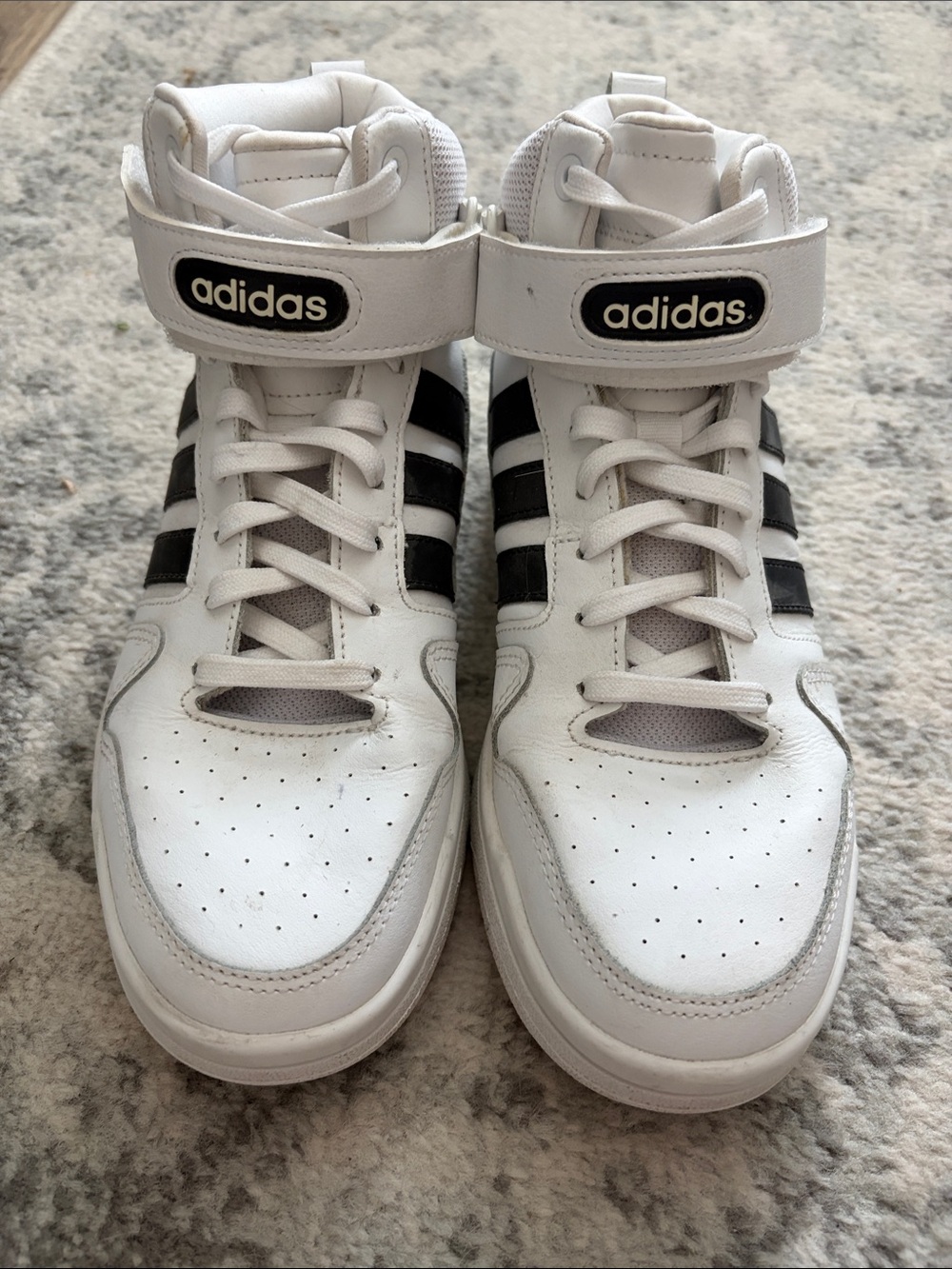 Adidas White & Black High-Top Sneakers Size 8!!